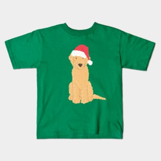 Christmas Goldendoodle Santa Hat Kids T-Shirt